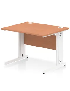 Dynamic Impulse 1000 x 800mm Straight Office Desk Beech Top White Cable Managed Leg MI001753