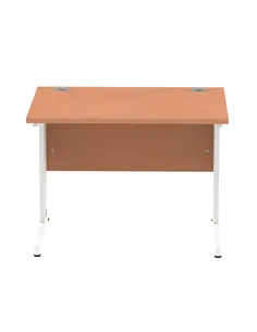 Dynamic Impulse 1000 x 800mm Straight Office Desk Beech Top White Cable Managed Leg MI001753 2