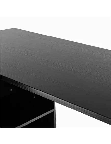 HOMCOM L Shaped Computer Desk, Reversible Home Office Desk with Drawers, File Cabinet and Storage Shelves, Study Table, 117 x 83