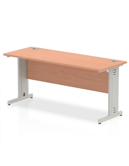 Dynamic Impulse 1600 x 600mm Straight Office Desk Beech Top Silver Cable Managed Leg MI001761