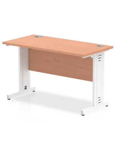 Dynamic Impulse 1200 x 600mm Straight Office Desk Beech Top White Cable Managed Leg MI001764