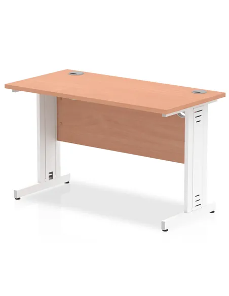 Dynamic Impulse 1200 x 600mm Straight Office Desk Beech Top White Cable Managed Leg MI001764
