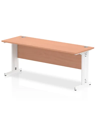 Dynamic Impulse 1800 x 600mm Straight Office Desk Beech Top White Cable Managed Leg MI001767