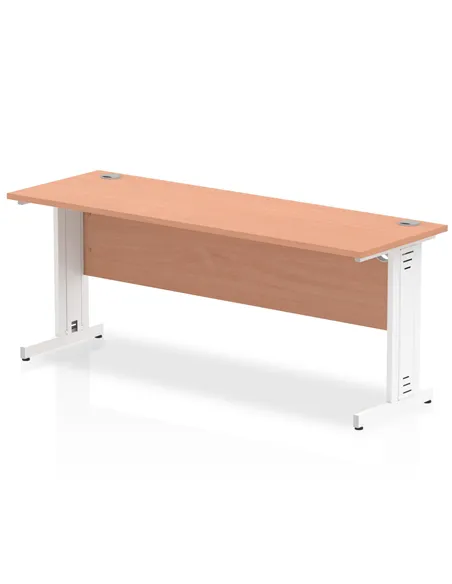 Dynamic Impulse 1800 x 600mm Straight Office Desk Beech Top White Cable Managed Leg MI001767