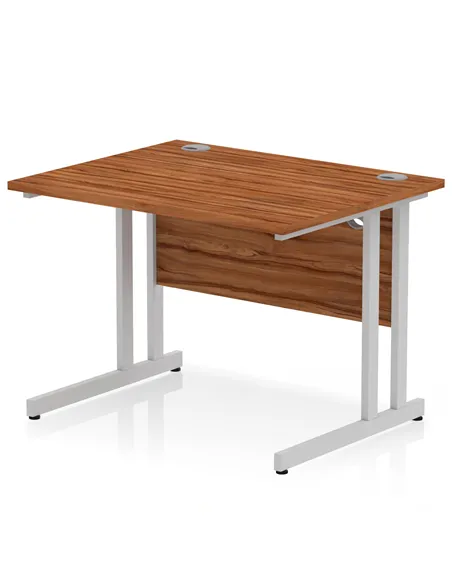 Dynamic Impulse 1000 x 800mm Straight Office Desk Walnut Top Silver Cantilever Leg MI001899