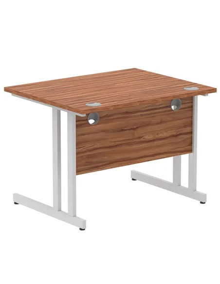 Dynamic Impulse 1000 x 800mm Straight Office Desk Walnut Top Silver Cantilever Leg MI001899