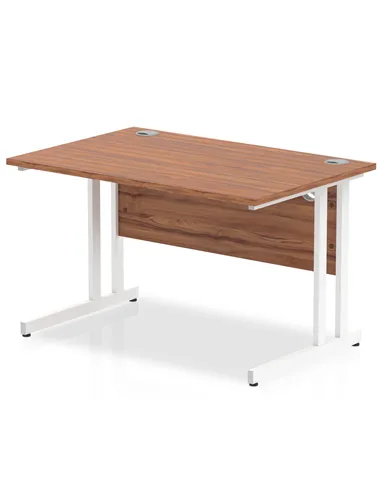 Dynamic Impulse 1200 x 800mm Straight Office Desk Walnut Top White Cantilever Leg MI001905