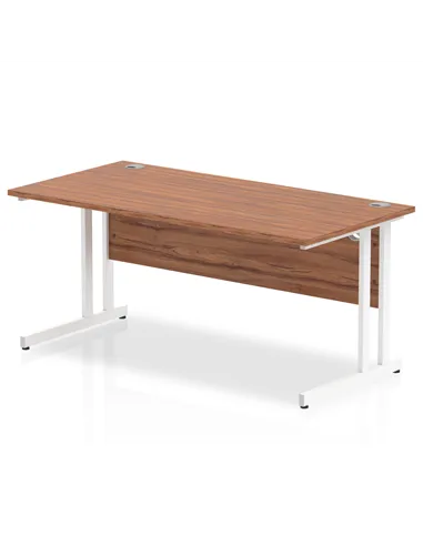 Dynamic Impulse 1600 x 800mm Straight Office Desk Walnut Top White Cantilever Leg MI001907