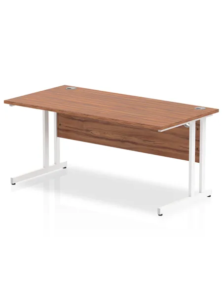 Dynamic Impulse 1600 x 800mm Straight Office Desk Walnut Top White Cantilever Leg MI001907