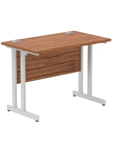 Dynamic Impulse 1000 x 600mm Straight Office Desk Walnut Top Silver Cantilever Leg MI001909