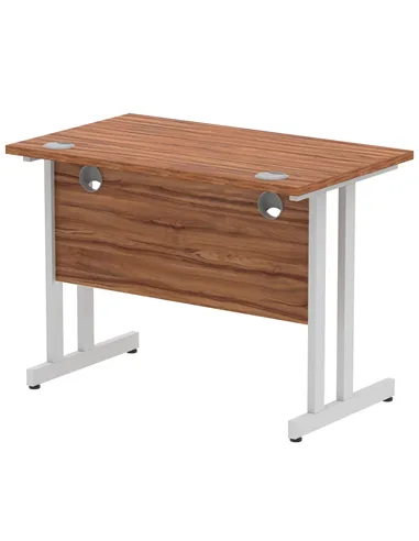 Dynamic Impulse 1000 x 600mm Straight Office Desk Walnut Top Silver Cantilever Leg MI001909