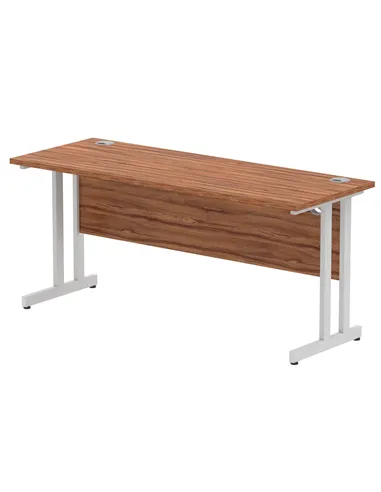 Dynamic Impulse 1600 x 600mm Straight Office Desk Walnut Top Silver Cantilever Leg MI001912