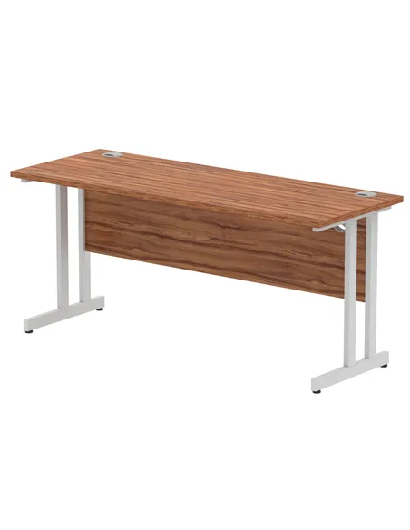 Dynamic Impulse 1600 x 600mm Straight Office Desk Walnut Top Silver Cantilever Leg MI001912
