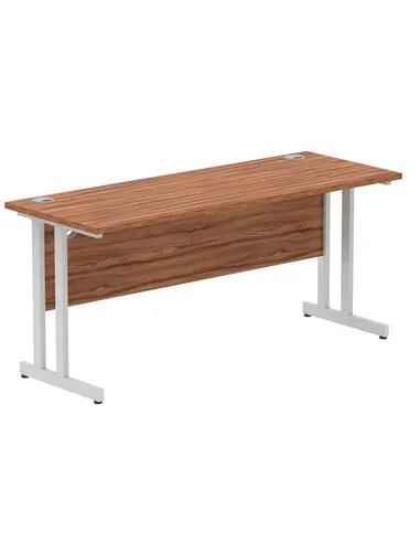 Dynamic Impulse 1600 x 600mm Straight Office Desk Walnut Top Silver Cantilever Leg MI001912