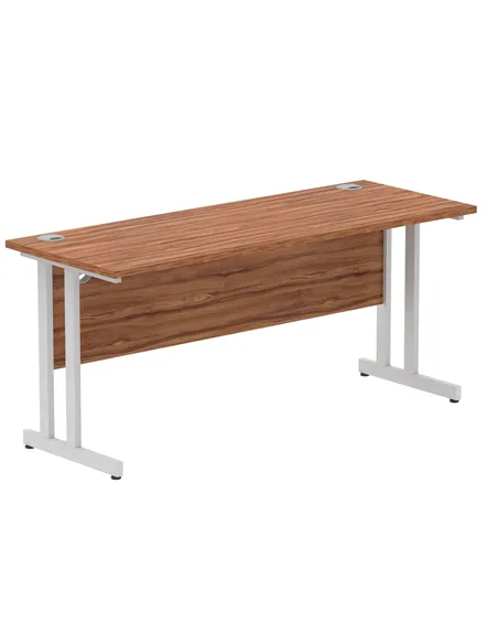 Dynamic Impulse 1600 x 600mm Straight Office Desk Walnut Top Silver Cantilever Leg MI001912