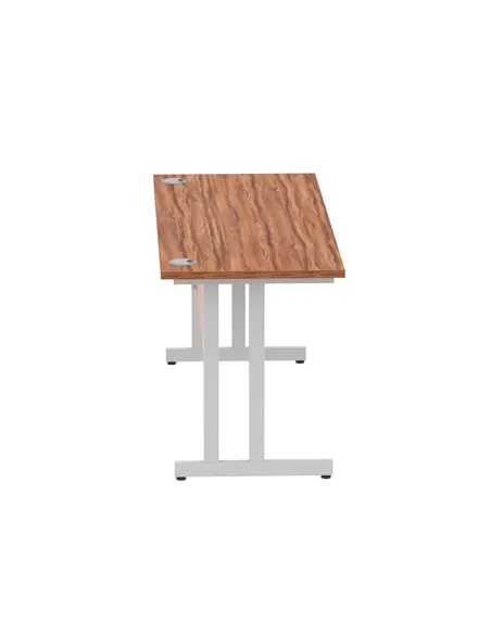 Dynamic Impulse 1600 x 600mm Straight Office Desk Walnut Top Silver Cantilever Leg MI001912