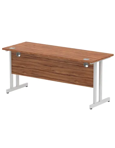 Dynamic Impulse 1600 x 600mm Straight Office Desk Walnut Top Silver Cantilever Leg MI001912