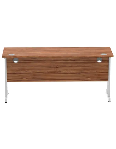 Dynamic Impulse 1600 x 600mm Straight Office Desk Walnut Top Silver Cantilever Leg MI001912