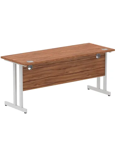 Dynamic Impulse 1600 x 600mm Straight Office Desk Walnut Top Silver Cantilever Leg MI001912