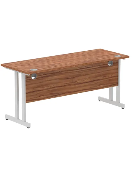 Dynamic Impulse 1600 x 600mm Straight Office Desk Walnut Top Silver Cantilever Leg MI001912