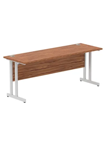 Dynamic Impulse 1800 x 600mm Straight Office Desk Walnut Top Silver Cantilever Leg MI001913