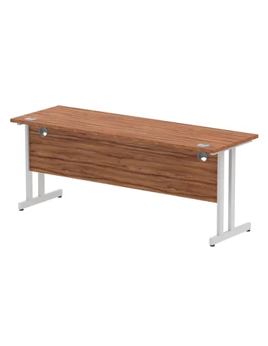 Dynamic Impulse 1800 x 600mm Straight Office Desk Walnut Top Silver Cantilever Leg MI001913