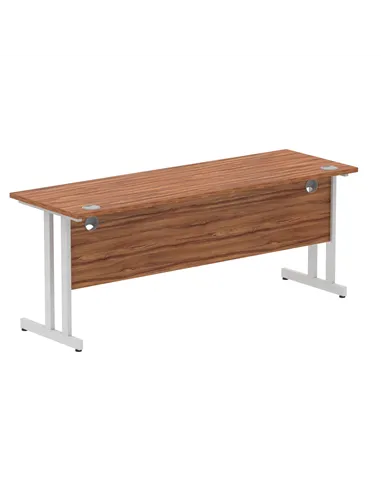 Dynamic Impulse 1800 x 600mm Straight Office Desk Walnut Top Silver Cantilever Leg MI001913