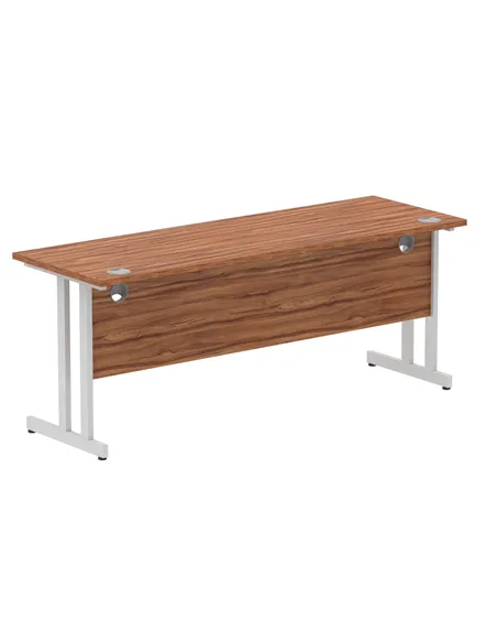 Dynamic Impulse 1800 x 600mm Straight Office Desk Walnut Top Silver Cantilever Leg MI001913