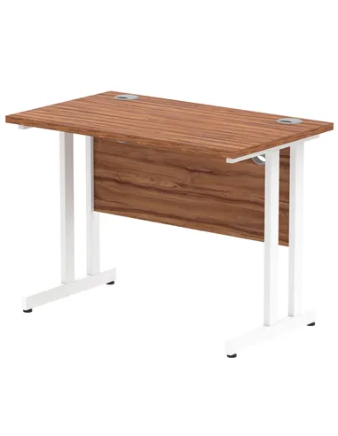 Dynamic Impulse 1000 x 600mm Straight Office Desk Walnut Top White Cantilever Leg MI001914