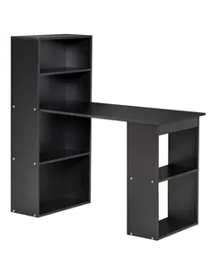 HOMCOM 120cm Computer Desk, Wooden PC Laptop Table with 6-Tier Storage Bookshelves, Home Office Working Study Desk, Writing Work