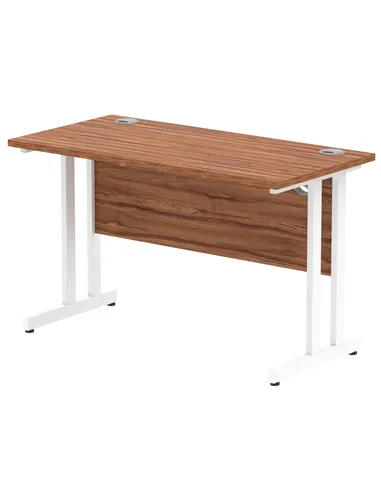 Dynamic Impulse 1200 x 600mm Straight Office Desk Walnut Top White Cantilever Leg MI001915