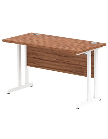 Dynamic Impulse 1200 x 600mm Straight Office Desk Walnut Top White Cantilever Leg MI001915