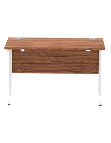 Dynamic Impulse 1200 x 600mm Straight Office Desk Walnut Top White Cantilever Leg MI001915