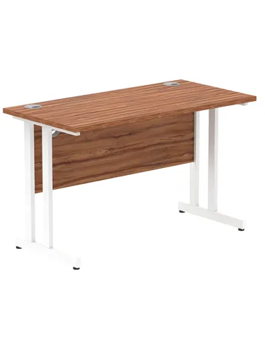 Dynamic Impulse 1200 x 600mm Straight Office Desk Walnut Top White Cantilever Leg MI001915