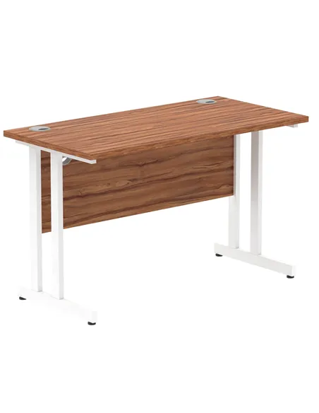 Dynamic Impulse 1200 x 600mm Straight Office Desk Walnut Top White Cantilever Leg MI001915