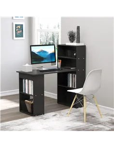 HOMCOM 120cm Computer Desk, Wooden PC Laptop Table with 6-Tier Storage Bookshelves, Home Office Working Study Desk, Writing Work 2