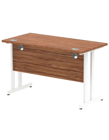 Dynamic Impulse 1200 x 600mm Straight Office Desk Walnut Top White Cantilever Leg MI001915