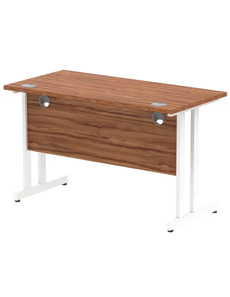 Dynamic Impulse 1200 x 600mm Straight Office Desk Walnut Top White Cantilever Leg MI001915