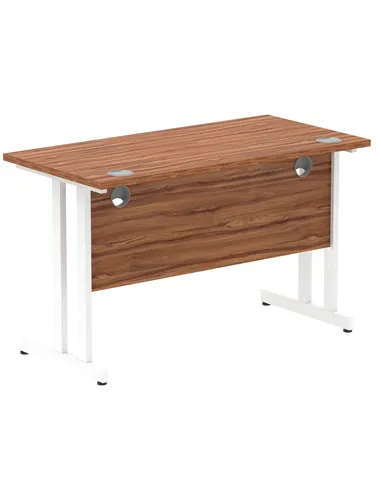 Dynamic Impulse 1200 x 600mm Straight Office Desk Walnut Top White Cantilever Leg MI001915
