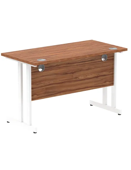 Dynamic Impulse 1200 x 600mm Straight Office Desk Walnut Top White Cantilever Leg MI001915