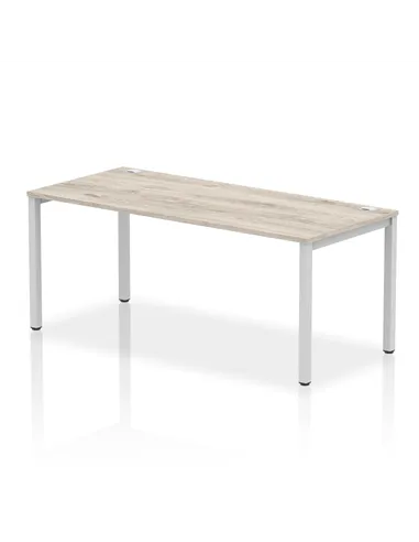 Dynamic Impulse Bench Single Row 1800 Silver Frame Office Bench Desk Grey Oak IB00437