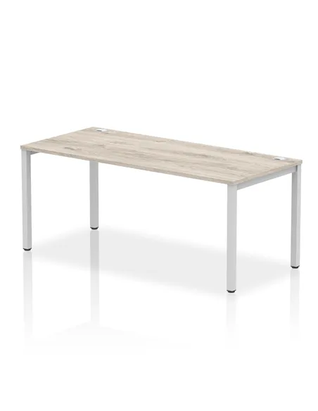 Dynamic Impulse Bench Single Row 1800 Silver Frame Office Bench Desk Grey Oak IB00437