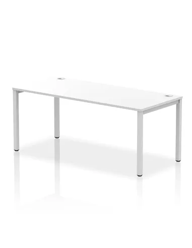 Dynamic Impulse Bench Single Row 1800 Silver Frame Office Bench Desk White IB00441