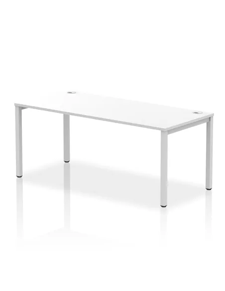 Dynamic Impulse Bench Single Row 1800 Silver Frame Office Bench Desk White IB00441