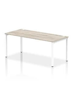 Dynamic Impulse Bench Single Row 1800 White Frame Office Bench Desk Grey Oak IB00443
