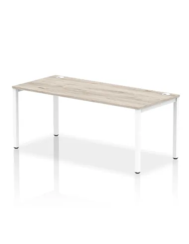 Dynamic Impulse Bench Single Row 1800 White Frame Office Bench Desk Grey Oak IB00443