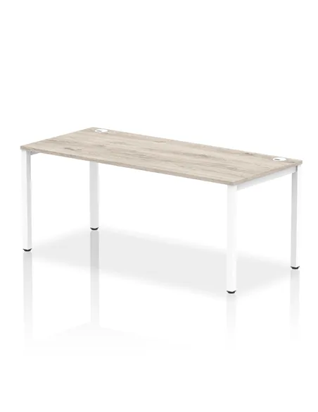 Dynamic Impulse Bench Single Row 1800 White Frame Office Bench Desk Grey Oak IB00443