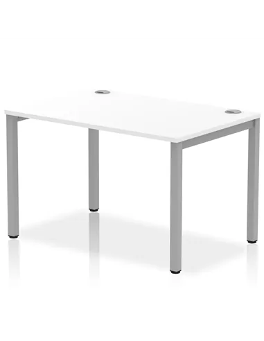 Dynamic Impulse Bench Single Row 1200 Silver Frame Office Bench Desk White IB00249