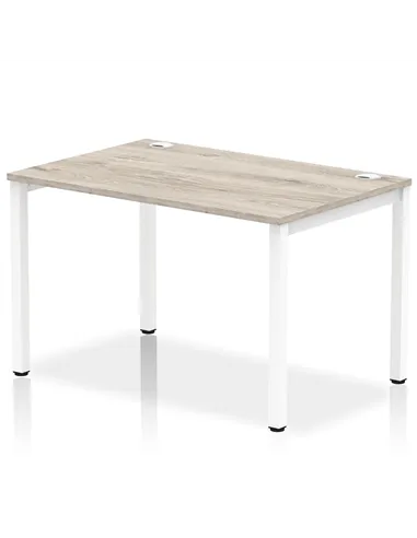 Dynamic Impulse Bench Single Row 1200 White Frame Office Bench Desk Grey Oak IB00251