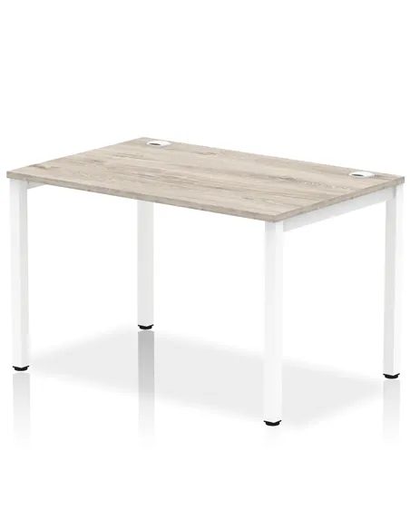 Dynamic Impulse Bench Single Row 1200 White Frame Office Bench Desk Grey Oak IB00251